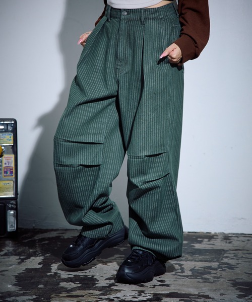 PBLIM（ページボーイリム）の「PBLIM/ストライプルーズパンツ（デニムパンツ・レディース・ブルー/カーキ/ブラック・LARGE/MEDIUM）」の19枚目の写真