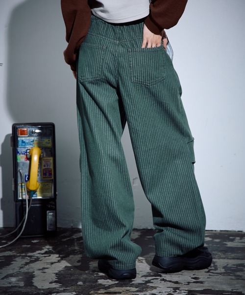 PBLIM（ページボーイリム）の「PBLIM/ストライプルーズパンツ（デニムパンツ・レディース・ブルー/カーキ/ブラック・LARGE/MEDIUM）」の20枚目の写真