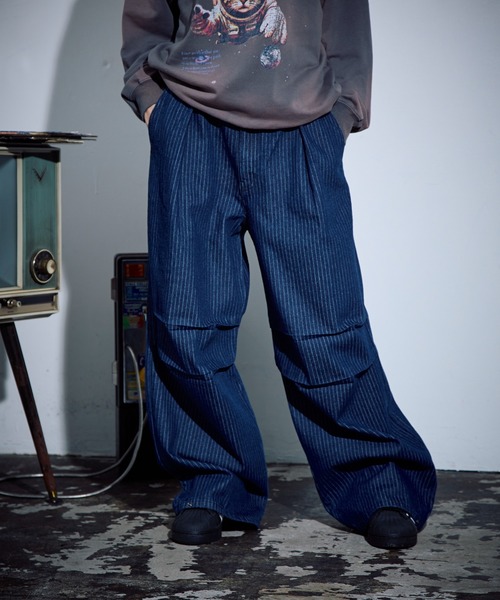 PBLIM（ページボーイリム）の「PBLIM/ストライプルーズパンツ（デニムパンツ・レディース・ブルー/カーキ/ブラック・LARGE/MEDIUM）」の22枚目の写真