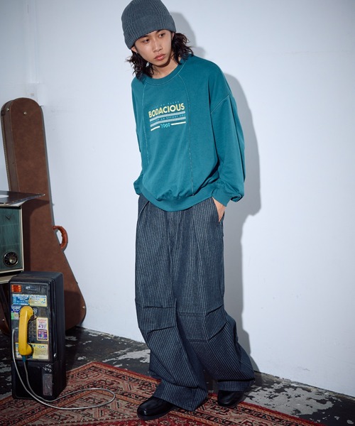 PBLIM（ページボーイリム）の「PBLIM/ストライプルーズパンツ（デニムパンツ・レディース・ブルー/カーキ/ブラック・LARGE/MEDIUM）」の12枚目の写真