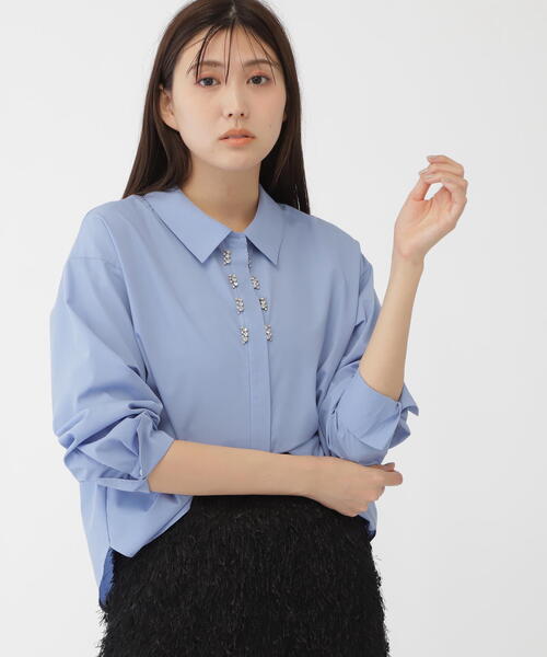 JILL by JILL STUART(ジルバイジルスチュアート)の「◇ビジューシャツブラウス(シャツ/ブラウス・レディース・ホワイト/ブルー・FREE)」の7枚目の写真