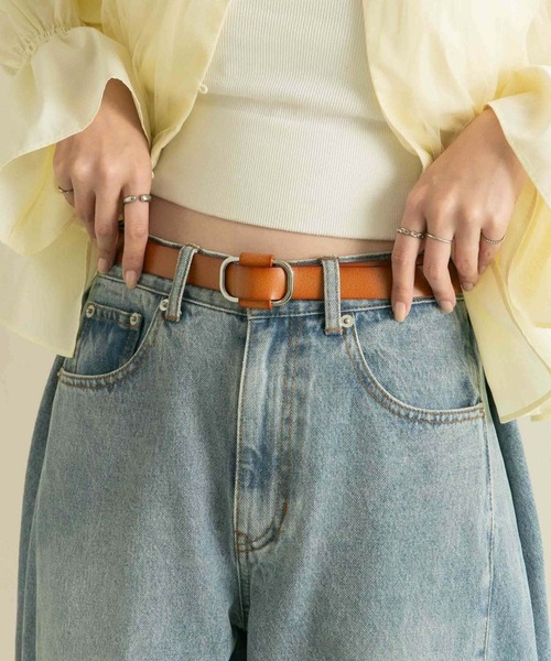 KBF(ケイビーエフ)の「ホールレスレザーベルト(ベルト・レディース・ブラック/キャメル・ONE)」の1枚目の写真