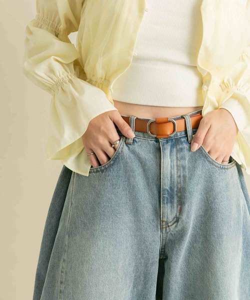 KBF(ケイビーエフ)の「ホールレスレザーベルト(ベルト・レディース・ブラック/キャメル・ONE)」の9枚目の写真