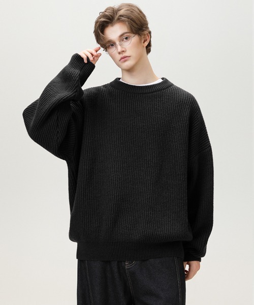 Ressaca（レサーカ）の「オーバーサイズクルーネックルーズニットセーター プルオーバー（ニット/セーター・メンズ・ホワイト/グリーン/パープル/アイボリー/ブラック・L/M/XL）」の3枚目の写真