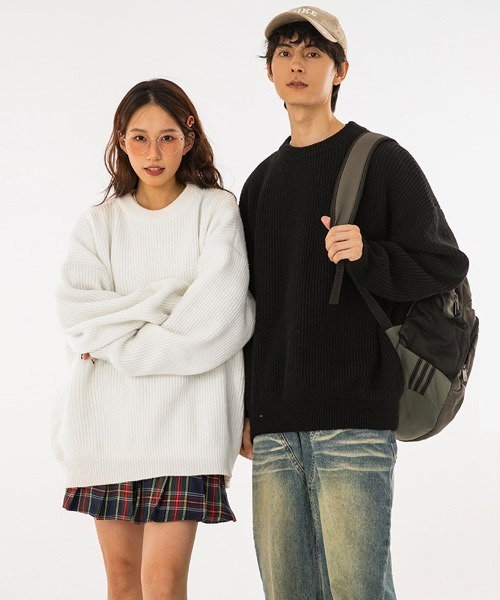 Ressaca（レサーカ）の「オーバーサイズクルーネックルーズニットセーター プルオーバー（ニット/セーター・メンズ・ホワイト/グリーン/パープル/アイボリー/ブラック・L/M/XL）」の15枚目の写真