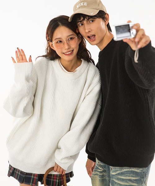 Ressaca（レサーカ）の「オーバーサイズクルーネックルーズニットセーター プルオーバー（ニット/セーター・メンズ・ホワイト/グリーン/パープル/アイボリー/ブラック・L/M/XL）」の14枚目の写真