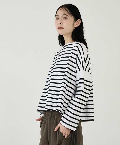 MONT KEMMEL(モンケメル)の「【MONT KEMMEL/モン ケメル】ワイドバスクシャツ / ボーダーロングスリーブT / ショート丈(Tシャツ/カットソー・レディース・ホワイト/ブラック/ブルー・フリー)」の20枚目の写真