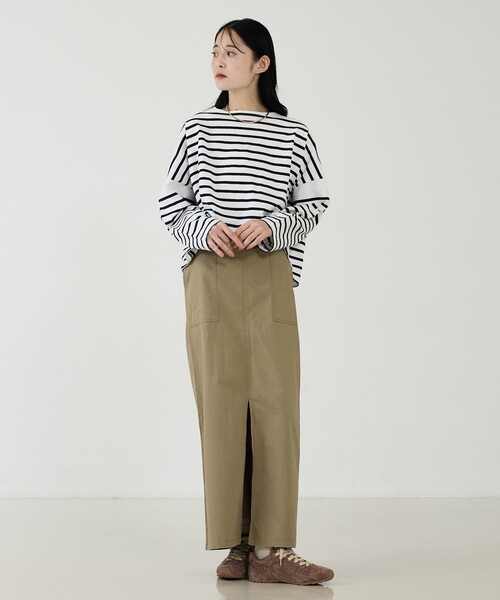 MONT KEMMEL(モンケメル)の「【MONT KEMMEL/モン ケメル】ワイドバスクシャツ / ボーダーロングスリーブT / ショート丈(Tシャツ/カットソー・レディース・ホワイト/ブラック/ブルー・フリー)」の22枚目の写真