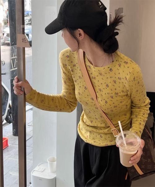 i-dare（アイディア）の「【i-dare】小花柄 カットソー（Tシャツ/カットソー・レディース・イエロー・LARGE/MEDIUM/SMALL）」の6枚目の写真