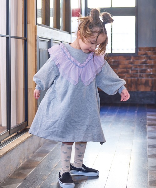 BIG FIELD(ビッグフィールド)の「ウラケチュールドッキングワンピース(ワンピース・キッズ・杢グレー/オフホワイト/ベージュ・90/100/110/120/140/150/130)」の8枚目の写真