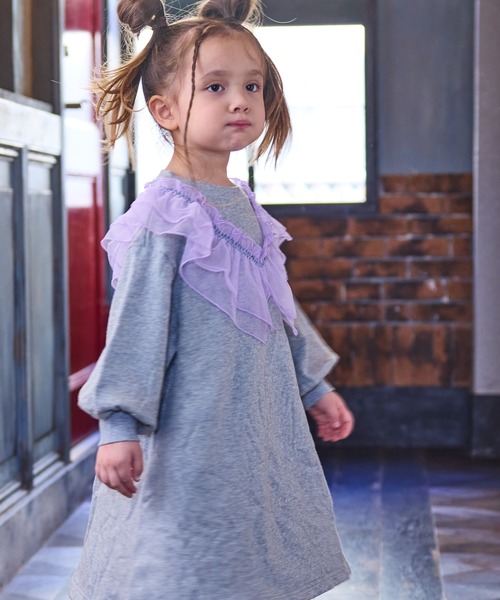 BIG FIELD(ビッグフィールド)の「ウラケチュールドッキングワンピース(ワンピース・キッズ・杢グレー/オフホワイト/ベージュ・90/100/110/120/140/150/130)」の4枚目の写真