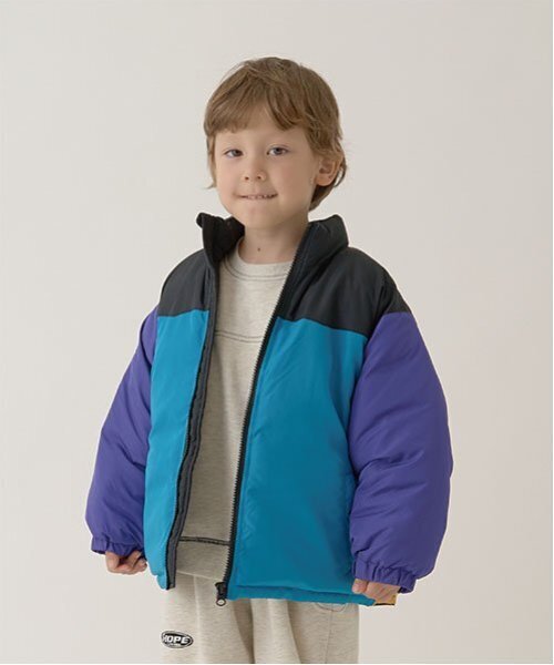 セール】【万能アウター】バイカラーパフジャケット（ブルゾン）｜b