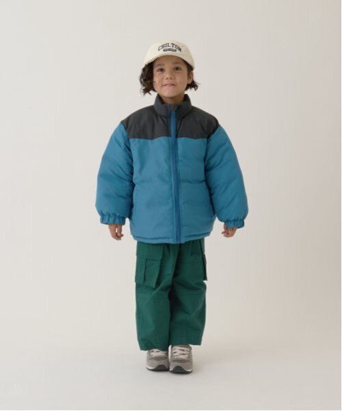 b・ROOM（ビールーム）の「【万能アウター】バイカラーパフジャケット（ブルゾン・キッズ・ブルーグリーン/ブラック/マルチ/キャメル/ライトカーキ・100cm/110cm/120cm/130cm/140cm/150cm）」の22枚目の写真