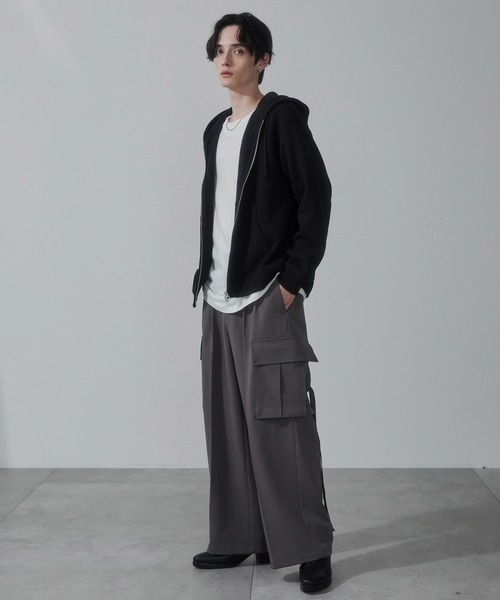 WEGO（ウィゴー）の「WEGO/スーパーバギーカーゴスラックス（スラックス・メンズ・ブラック/ライトベージュ/ダークグレー・SMALL/MEDIUM/LARGE）」の6枚目の写真