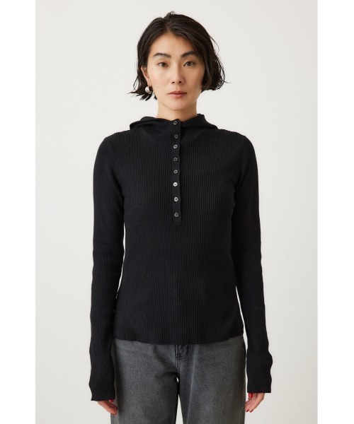 crie conforto(クリーコンフォルト)の「バラクラバニットプルオーバー 冬服 / 長袖 / フードあり(ニット/セーター・レディース・ブラック/オフホワイト/グレー・FREE)」の7枚目の写真