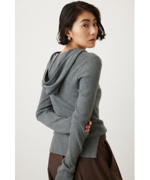 crie conforto(クリーコンフォルト)の「バラクラバニットプルオーバー 冬服 / 長袖 / フードあり(ニット/セーター・レディース・ブラック/オフホワイト/グレー・FREE)」の17枚目の写真