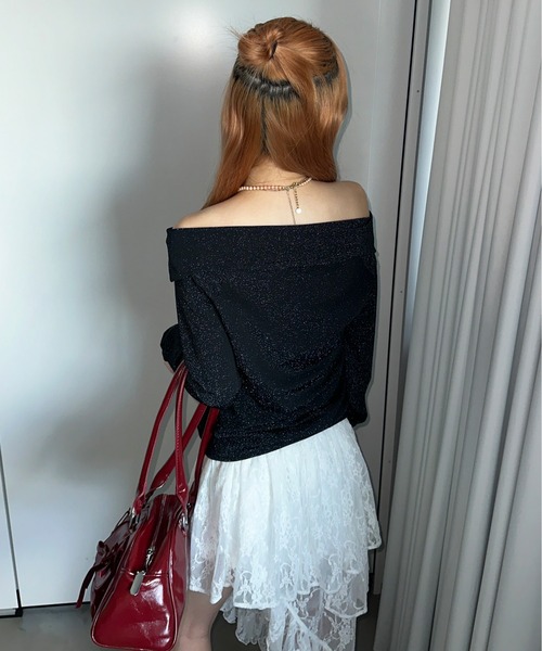 sedacle girl(セダクルガール)の「ダメージレイヤード風オフショルダー(Tシャツ/カットソー・レディース・ブラック/ボルドー・SMALL/MEDIUM)」の7枚目の写真