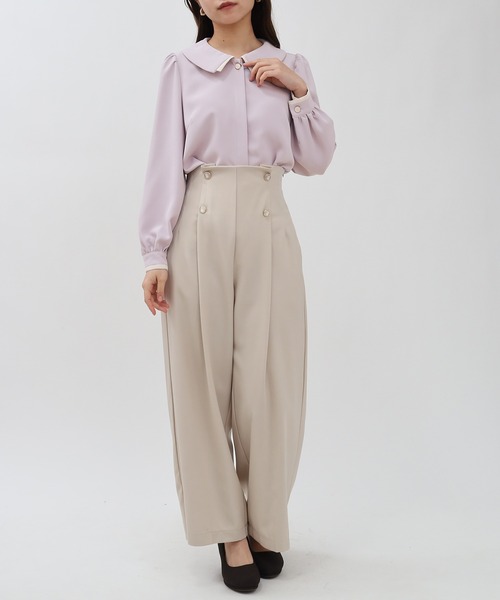 ASTORIA ODIER（アストリアオディール）の「衿配色ブラウス（シャツ/ブラウス・レディース・ベージュ/ブラウン/グリーン/ネイビー/ラベンダー・SMALL/MEDIUM）」の7枚目の写真