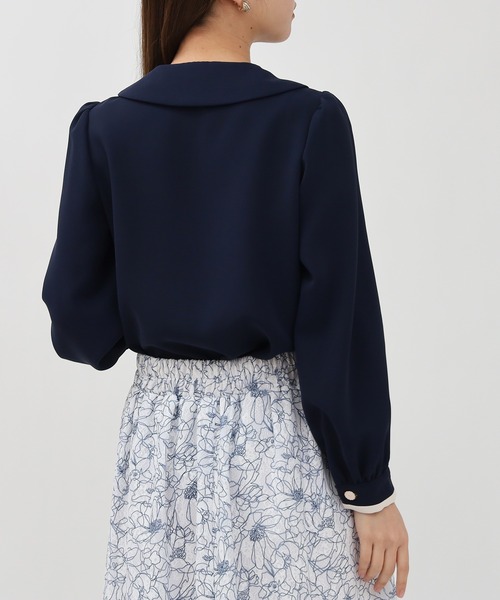 ASTORIA ODIER（アストリアオディール）の「衿配色ブラウス（シャツ/ブラウス・レディース・ベージュ/ブラウン/グリーン/ネイビー/ラベンダー・SMALL/MEDIUM）」の10枚目の写真