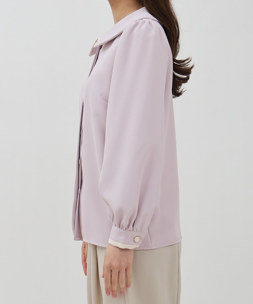 ASTORIA ODIER（アストリアオディール）の「衿配色ブラウス（シャツ/ブラウス・レディース・ベージュ/ブラウン/グリーン/ネイビー/ラベンダー・SMALL/MEDIUM）」の13枚目の写真