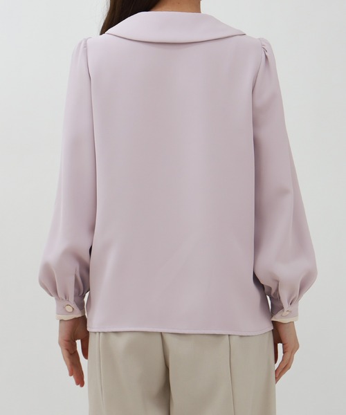 ASTORIA ODIER（アストリアオディール）の「衿配色ブラウス（シャツ/ブラウス・レディース・ベージュ/ブラウン/グリーン/ネイビー/ラベンダー・SMALL/MEDIUM）」の14枚目の写真