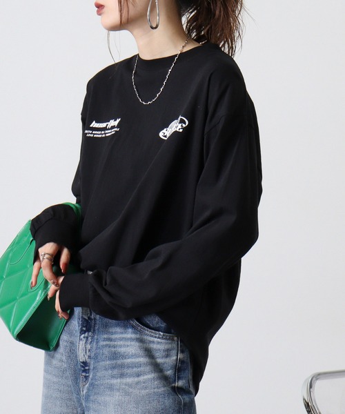 SUGGESTION(サジェッション)の「Metal heart logo reflector PT long T-shirt / メタルハートロゴ リフレクターPT ロングTシャツ unisex(Tシャツ/カットソー・メンズ・オフホワイト/ブラック・M/L)」の3枚目の写真
