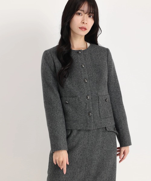 ST.JOHN（セントジョン）　ツイード　ノーカラー　ジャケット　美品 ツイードジャケット – N WITH.