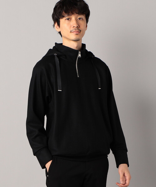 COMME CA MEN(コムサメン)の「ハードミルド圧縮ウール ハーフジップフーディー(パーカー・メンズ・ブラウン/ブラック・M/L)」の2枚目の写真