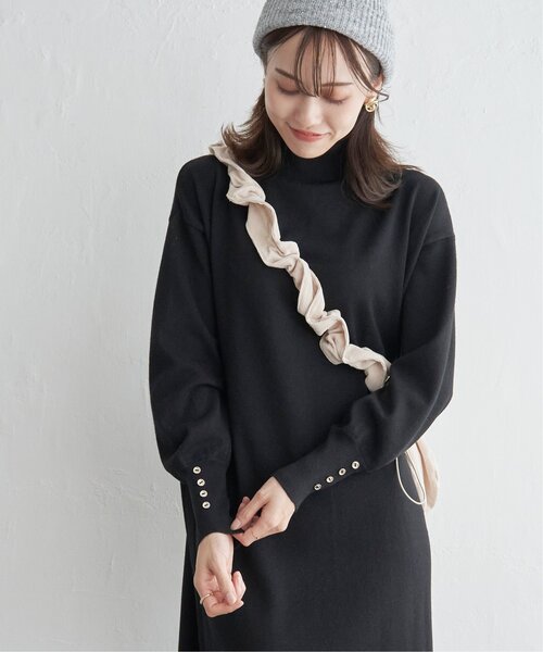 IKKA LOUNGE（イッカラウンジ）の「タートルニットスリットワンピース（ワンピース・レディース・ブラック/モカ・M/L/S）」の12枚目の写真