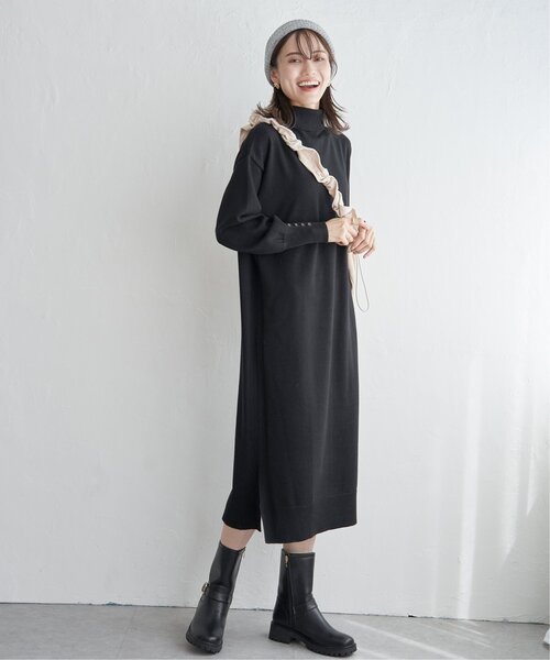 IKKA LOUNGE（イッカラウンジ）の「タートルニットスリットワンピース（ワンピース・レディース・ブラック/モカ・M/L/S）」の13枚目の写真