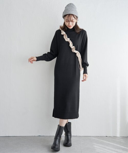 IKKA LOUNGE（イッカラウンジ）の「タートルニットスリットワンピース（ワンピース・レディース・ブラック/モカ・M/L/S）」の14枚目の写真