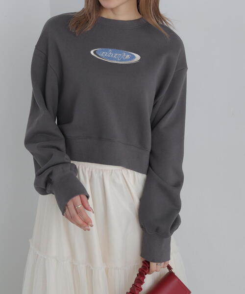 FREE'S MART（フリーズマート）の「◆スポーツロゴサガラ刺繍ショート丈スウェット（スウェット・レディース・ライトグリーン/ホワイト/ブラック・FREE）」の3枚目の写真