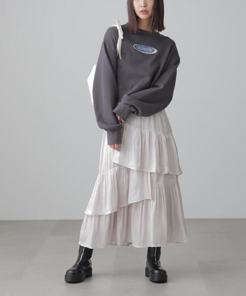 FREE'S MART（フリーズマート）の「◆スポーツロゴサガラ刺繍ショート丈スウェット（スウェット・レディース・ライトグリーン/ホワイト/ブラック・FREE）」の12枚目の写真