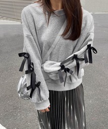 VICKY | リボンスリーブショートボリュームスウェット《手洗い可能》(スウェット)