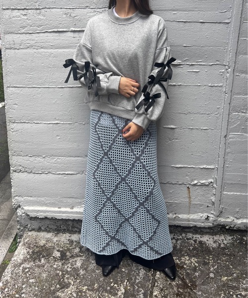 VICKY(ビッキー)の「リボンスリーブショートボリュームスウェット《手洗い可能》(スウェット・レディース・グレー/ブラック・M)」の12枚目の写真