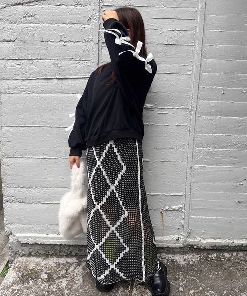 VICKY(ビッキー)の「リボンスリーブショートボリュームスウェット《手洗い可能》(スウェット・レディース・グレー/ブラック・M)」の10枚目の写真