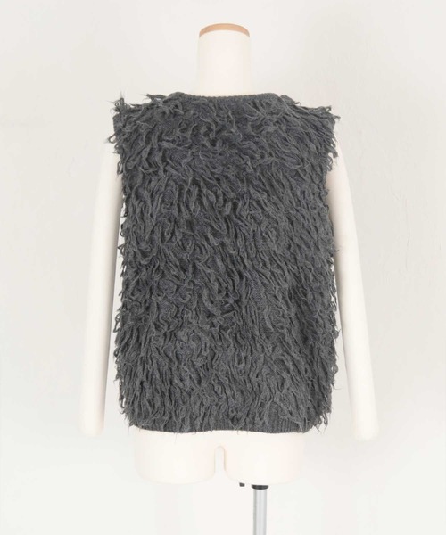 titivate（ティティベイト）の「ループフリンジニットベスト（ベスト・レディース・チャコール/グレイッシュベージュ/アイボリー・FREE）」の21枚目の写真