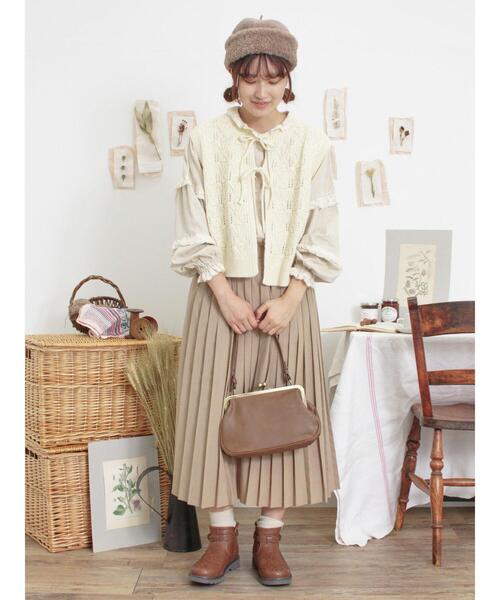 ゆべし×Samansa Mos2 2点セット セール】 【ゆべし×Samansa Mos2】ブローチ付2WAYニット（グレー