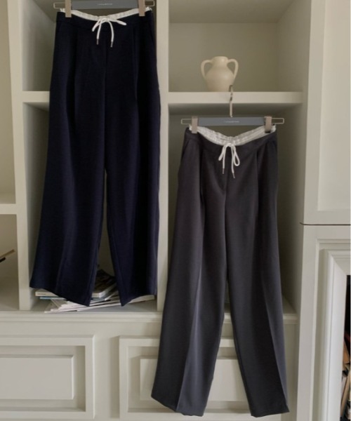 sorule（ソルレ）の「ウエスト配色タックパンツ（スラックス・レディース・ネイビー/グレー・FREE）」の3枚目の写真