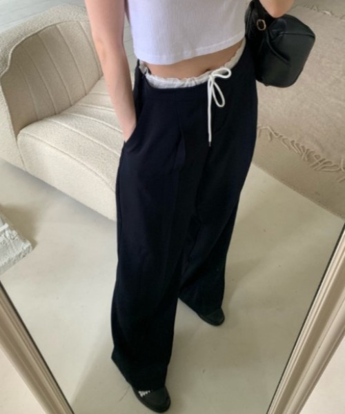 sorule（ソルレ）の「ウエスト配色タックパンツ（スラックス・レディース・ネイビー/グレー・FREE）」の6枚目の写真