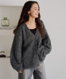 ブークレシャギーVネックカーディガン