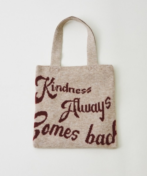 CUBE SUGAR（キューブシュガー）の「リサイクルニットジャガードトートバッグ（トートバッグ・レディース・スミクロ/ベージュ/トップグレー・M）」の18枚目の写真