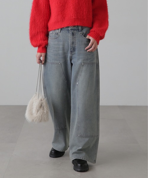 FREE'S MART（フリーズマート）の「ダブルニーワイドデニム（デニムパンツ・レディース・ブルー系その他3/ブルー系その他4・SMALL/MEDIUM）」の2枚目の写真