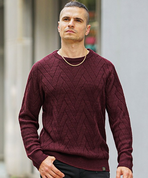 SOMEDIFF(サムディフ)の「【SOMEDIFF】選べる3柄デザイン7GGニット クルーネック Vネック ニットセーター メンズ 春服 冬服(ニット/セーター・メンズ・ブラック/グレー/レッド/ブラック系その他/グレー系その他/レッド系その他/ブラック系その他2/グレー系その他2/レッド系その他2・M/L/XL/XXL)」の7枚目の写真