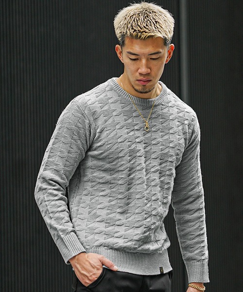 SOMEDIFF(サムディフ)の「【SOMEDIFF】選べる3柄デザイン7GGニット クルーネック Vネック ニットセーター メンズ 春服 冬服(ニット/セーター・メンズ・ブラック/グレー/レッド/ブラック系その他/グレー系その他/レッド系その他/ブラック系その他2/グレー系その他2/レッド系その他2・M/L/XL/XXL)」の11枚目の写真