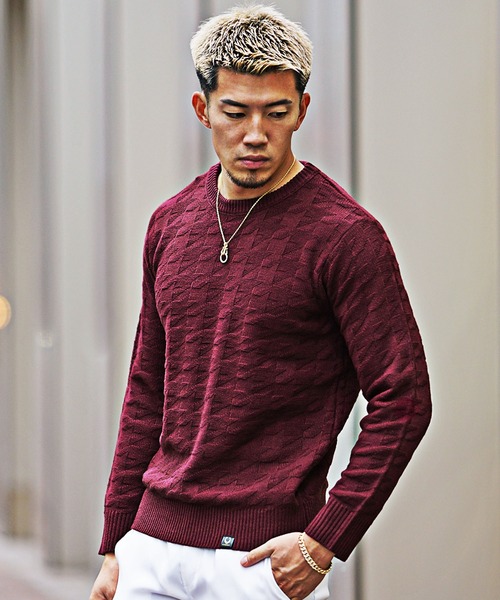 SOMEDIFF(サムディフ)の「【SOMEDIFF】選べる3柄デザイン7GGニット クルーネック Vネック ニットセーター メンズ 春服 冬服(ニット/セーター・メンズ・ブラック/グレー/レッド/ブラック系その他/グレー系その他/レッド系その他/ブラック系その他2/グレー系その他2/レッド系その他2・M/L/XL/XXL)」の18枚目の写真