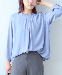 【L~6L 大きいサイズ】ジョーセットフリルネックタックブラウス オケージョン セレモニー対応
