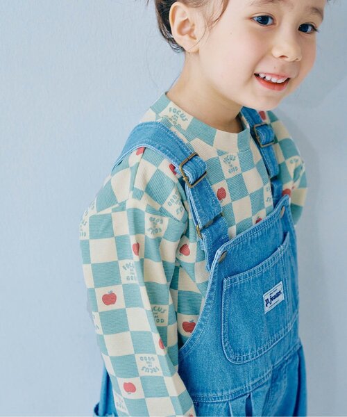 p.premier（ピードットプルミエ）の「ヘビロテしたくなる総柄長袖ストレッチTシャツ（Tシャツ/カットソー・キッズ・ブラック/アイボリー/サックスブルー/ベージュ/チャコール/オフホワイト/グリーン/レッド・80/90/100/110/120/130）」の7枚目の写真