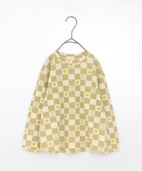 p.premier（ピードットプルミエ）の「ヘビロテしたくなる総柄長袖ストレッチTシャツ（Tシャツ/カットソー・キッズ・ブラック/アイボリー/サックスブルー/ベージュ/チャコール/オフホワイト/グリーン/レッド・80/90/100/110/120/130）」の6枚目の写真