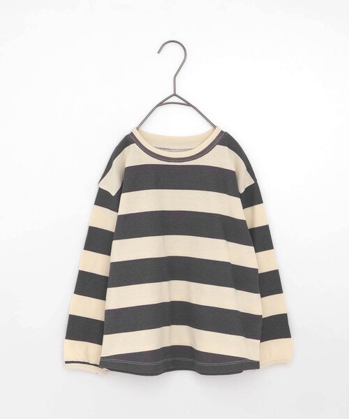 p.premier（ピードットプルミエ）の「ヘビロテしたくなる総柄長袖ストレッチTシャツ（Tシャツ/カットソー・キッズ・ブラック/アイボリー/サックスブルー/ベージュ/チャコール/オフホワイト/グリーン/レッド・80/90/100/110/120/130）」の4枚目の写真